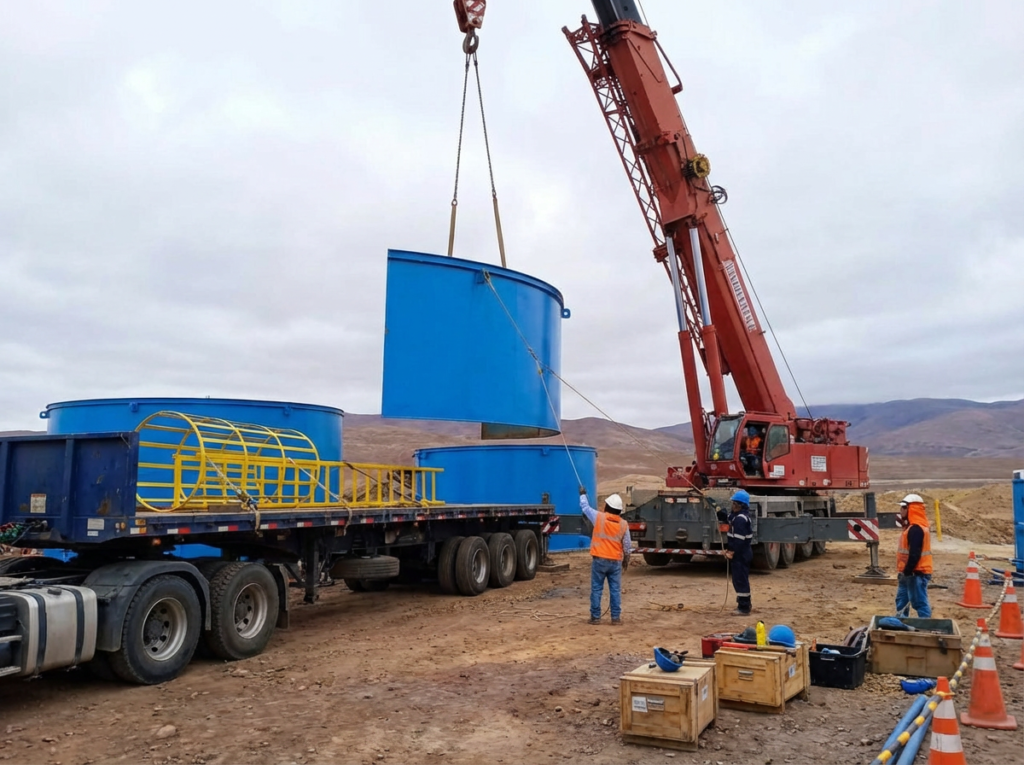 Tanque de almacenamiento de agua cianurada de 300 M3 Minera Veta Dorada - Fiemsa SAC Perú Lima